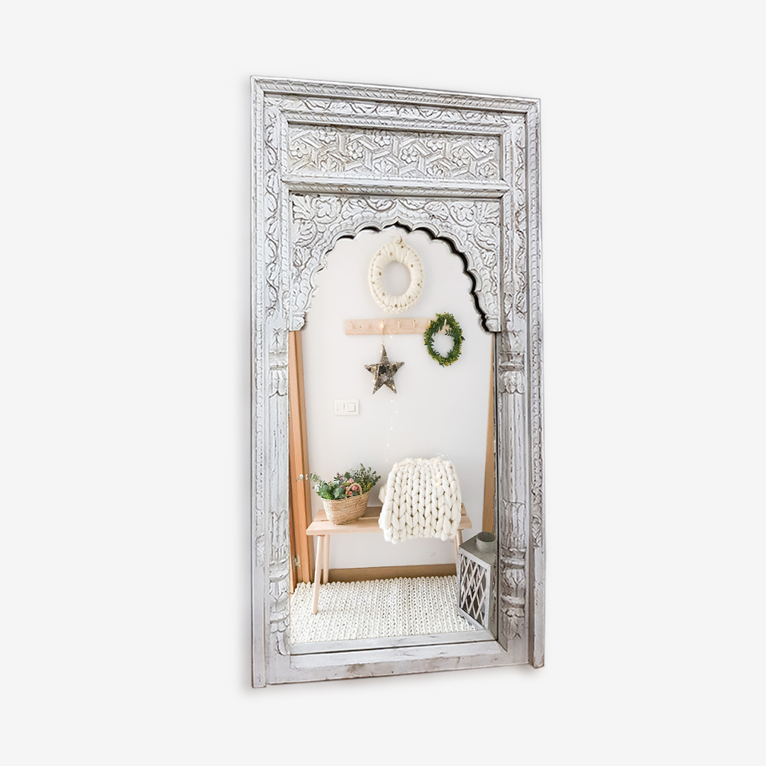 Espejo Tallado Ref.MAC88 Blanco Decape