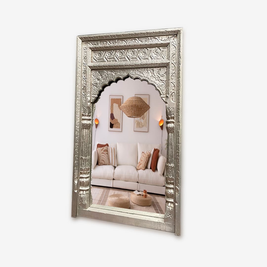 Espejo Tallado Ref.MAC484 PLATA