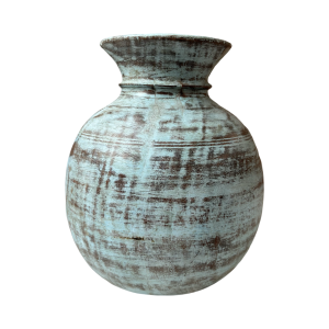 Jarrón en madera azul pequeño REF.A3A