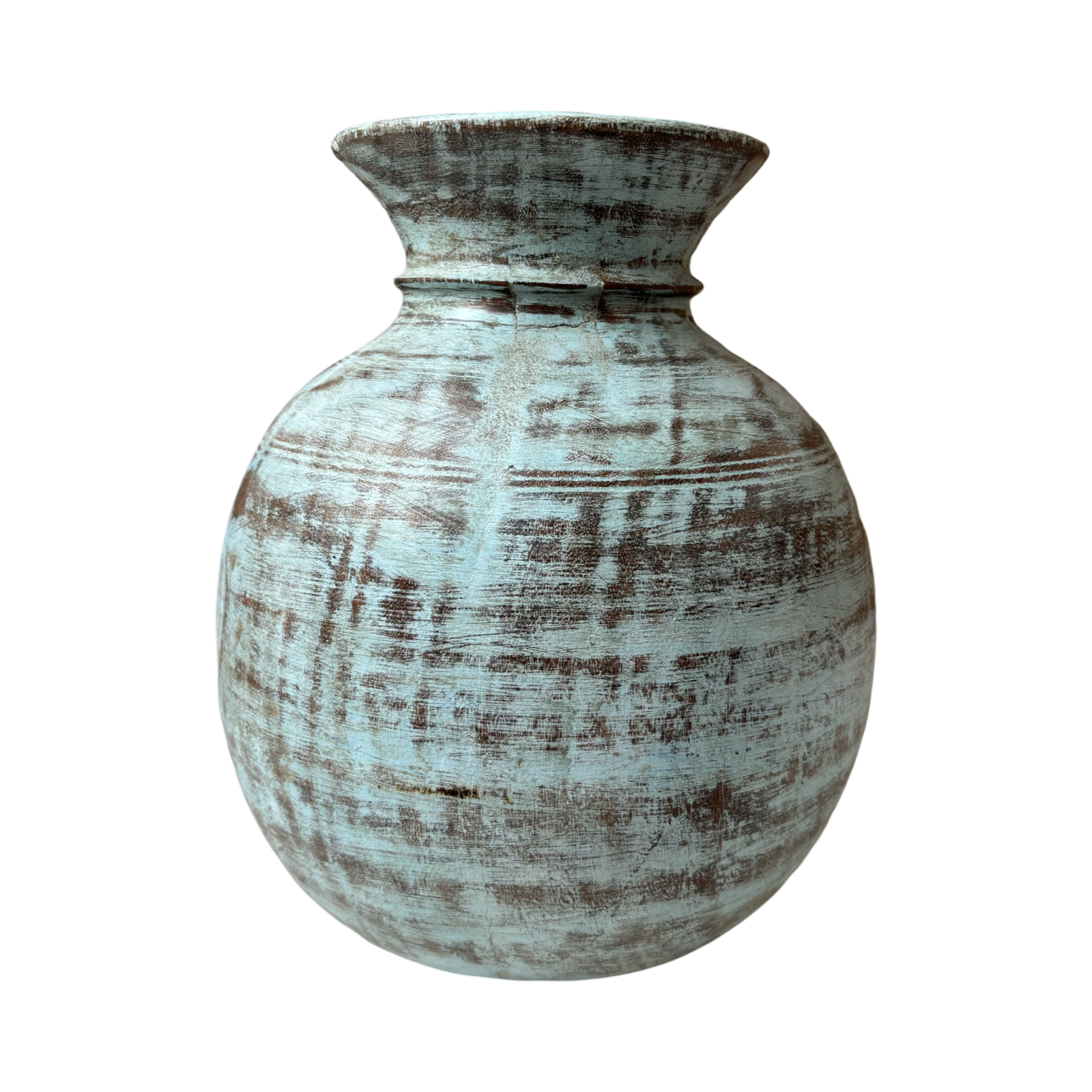 Jarrón en madera azul pequeño REF.A3A