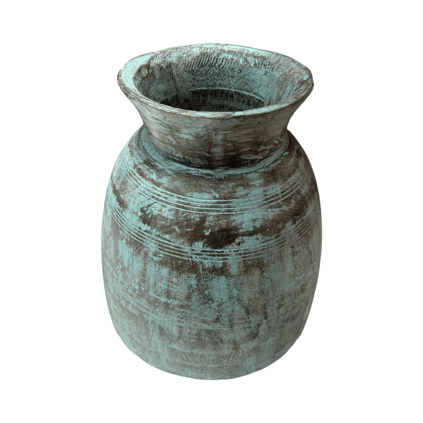 Jarrón en madera azul 30cms REF.A2A