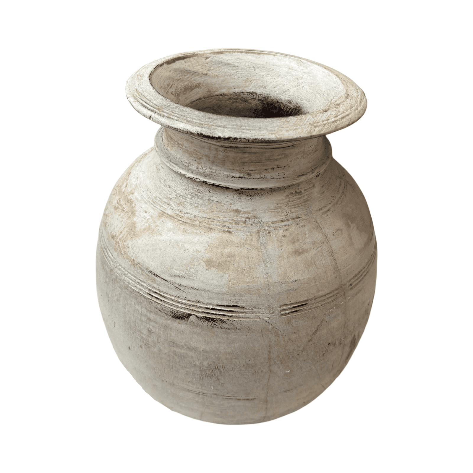 Jarrón en madera blanco wash 25cms REF.A4B # A