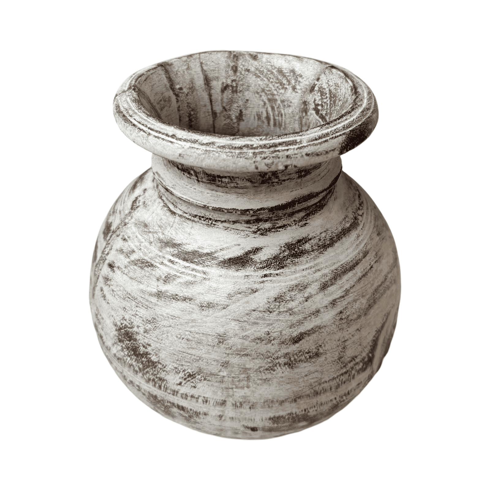 Jarrón en madera blanco decape pequeño REF.A3CC