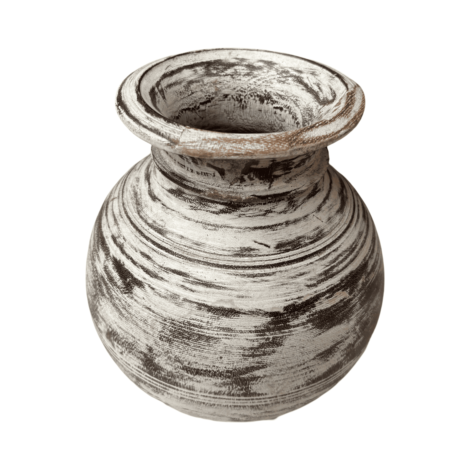 Jarrón en madera blanco decape 25cms REF.A4CC