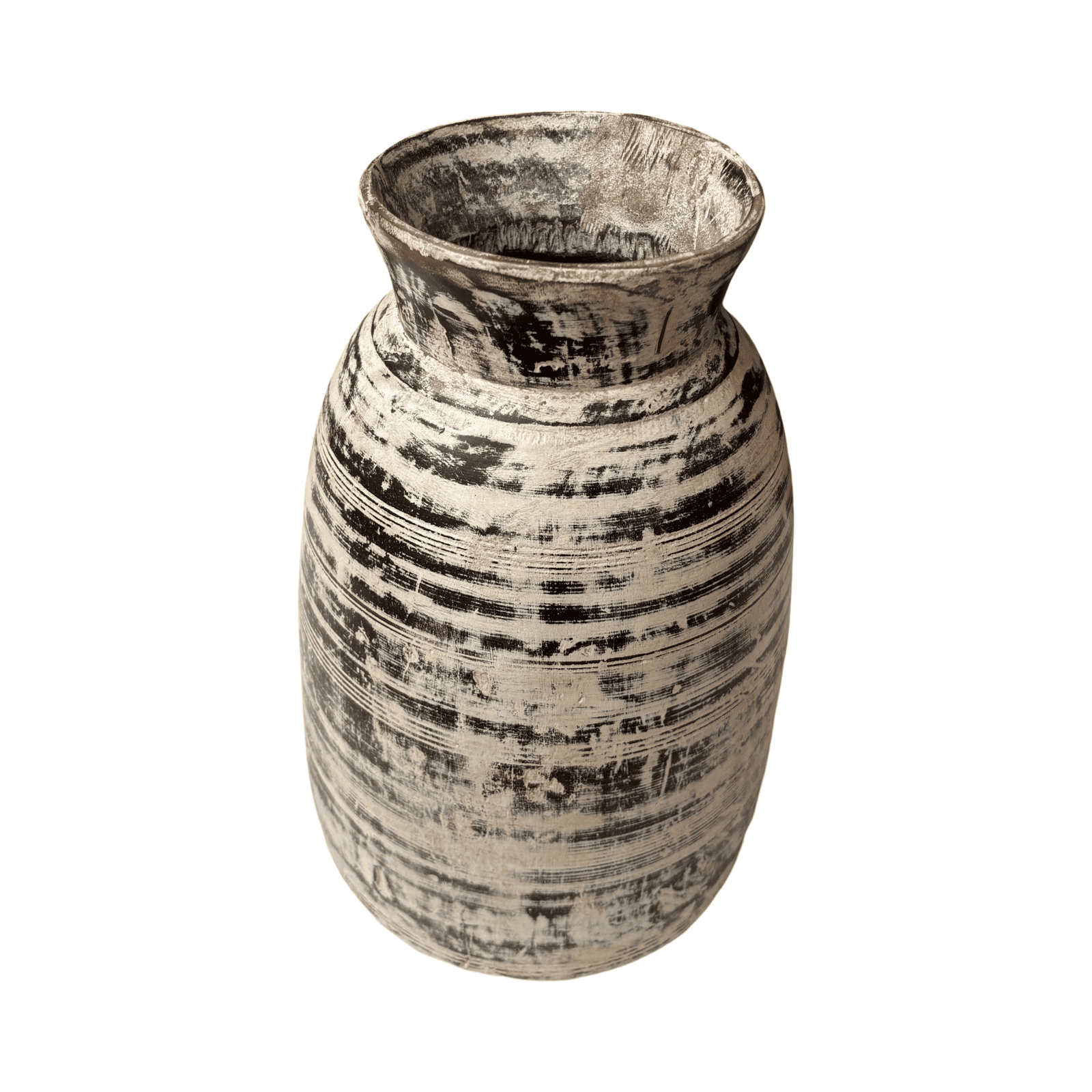 Jarrón en madera blanco decape 30cms REF.A2CC